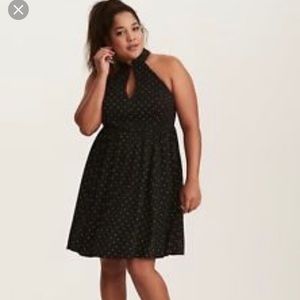 Torrid Black and White High necked keyhole dress
